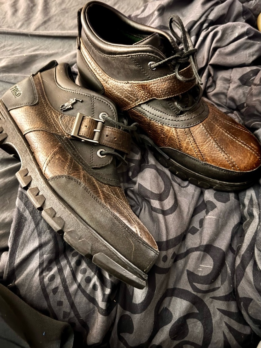 Polo by Ralph Lauren Dover III Men’s Duck Boots Brown Leather w/ Buckle Strap